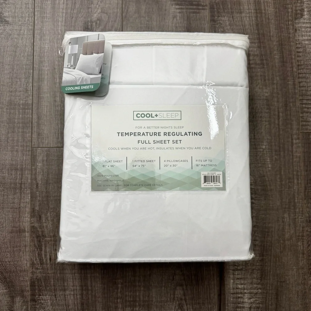 Cool + Sleep White Temperature Regulating 6 Piece Sheet Set in Full NWT